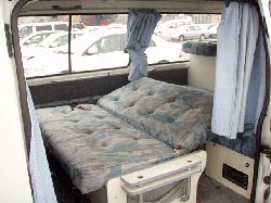toyota-hiace-camper-interior-sleeping rock and roll bed hiace campervan